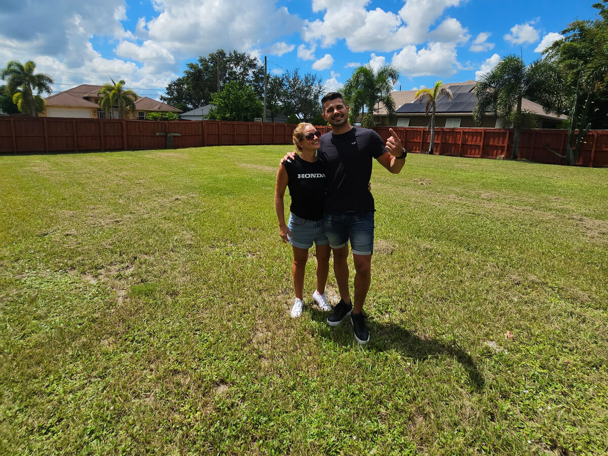 Matías Filippini, licensed General Contractor and founder of MEF Homes, on a building lot in Port St. Lucie, Florida